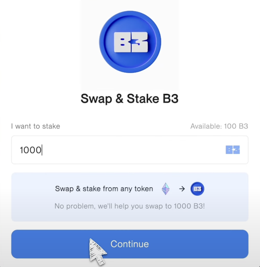 Amount input with Continue button