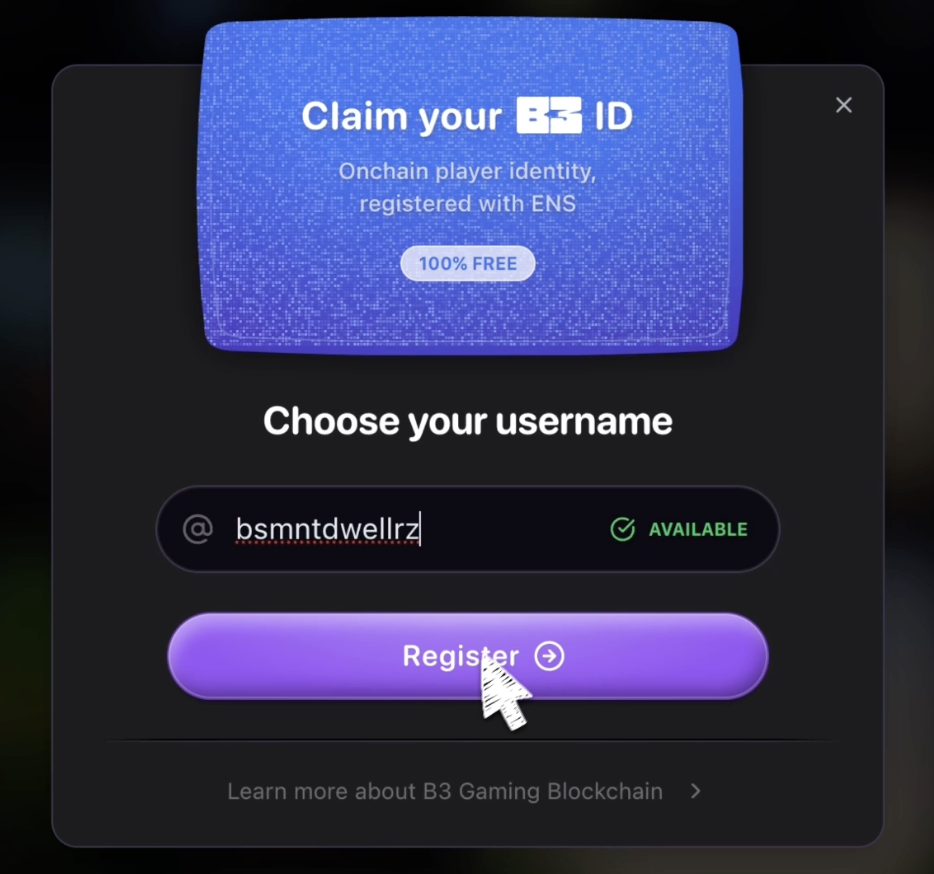 Name registration dialog