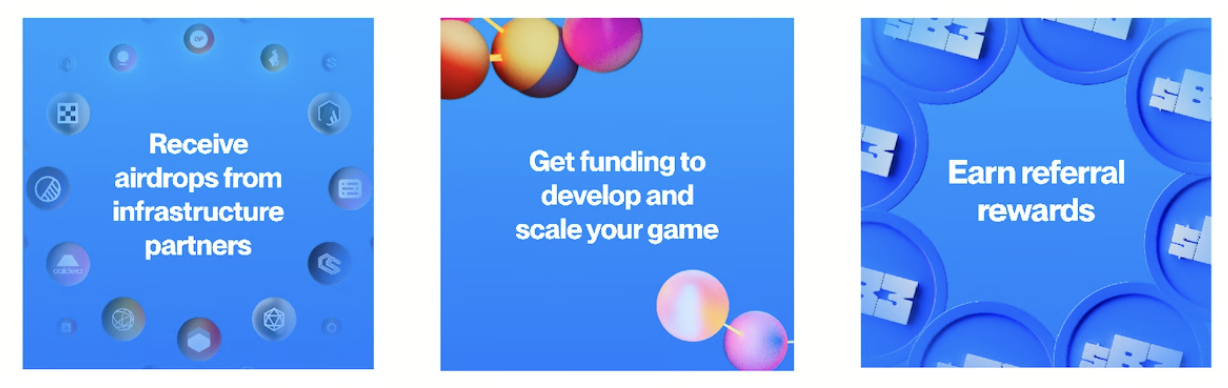 Developer benefits showing funding and rewards