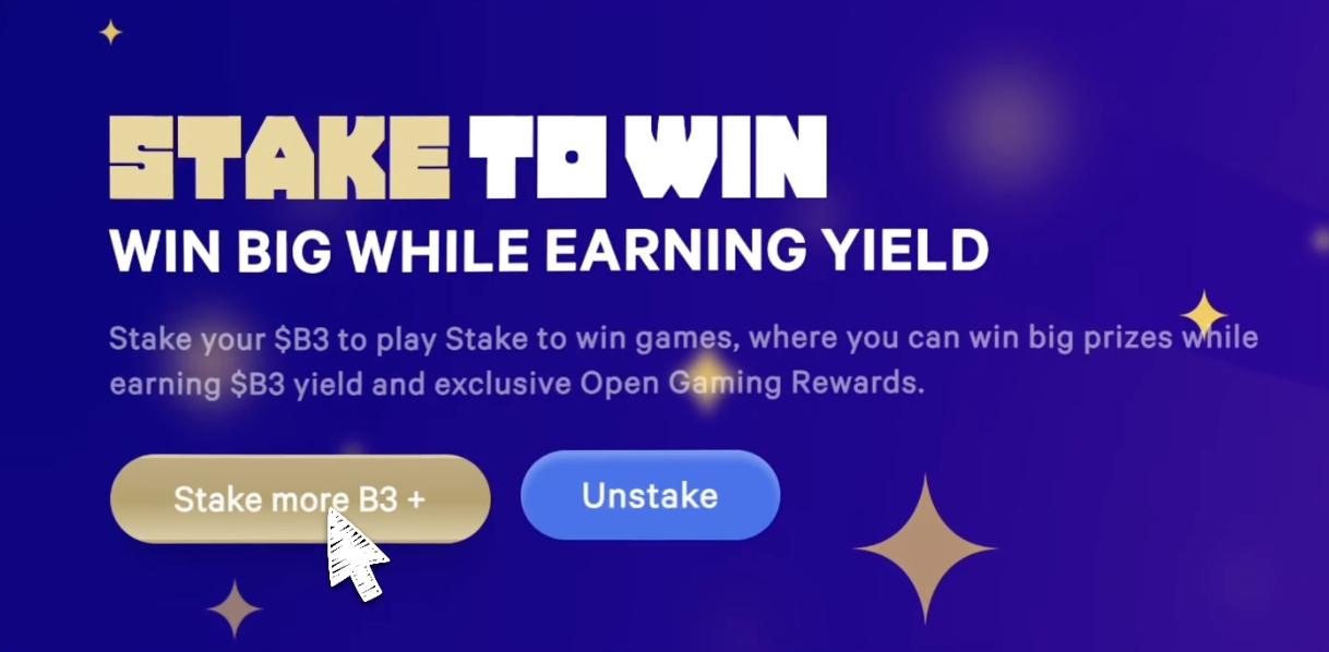 Stake more B3+ button on the staking dashboard