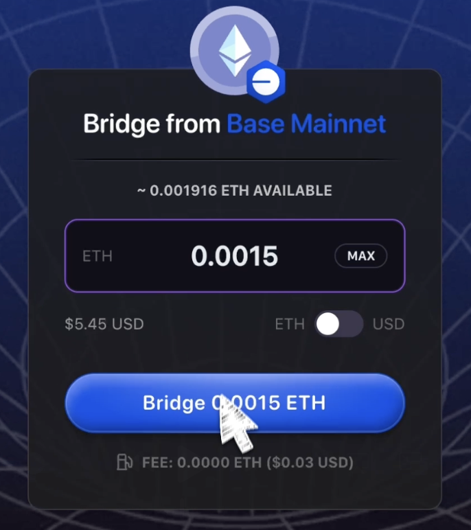 Token amount input with Bridge button