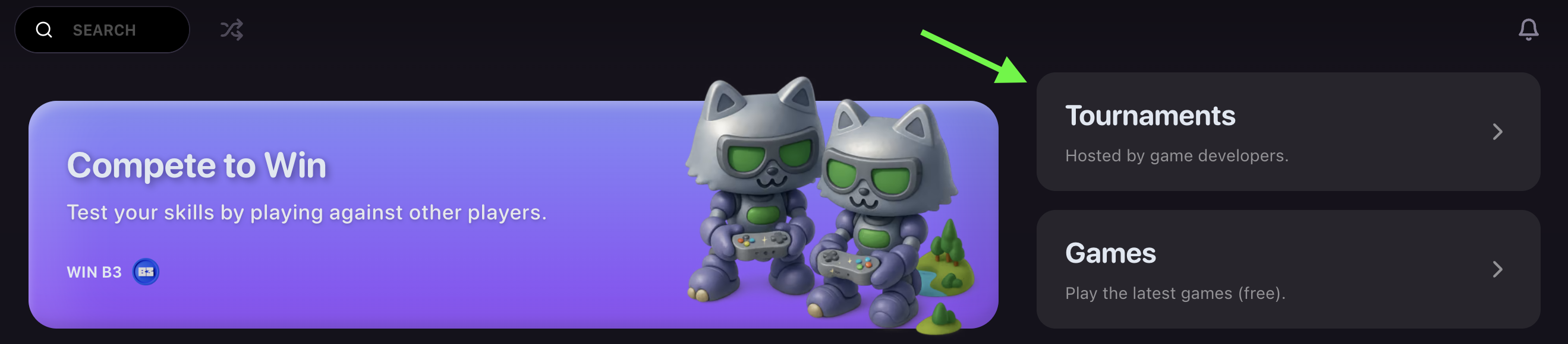 Tournaments button on the competition page