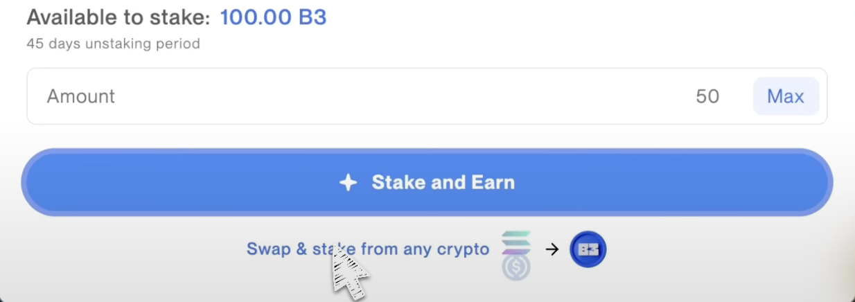 Swap & stake option for converting other tokens